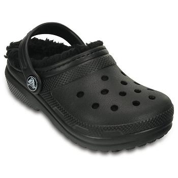 Crocs Classic Lined Clog Cierne - Detske Dreváky